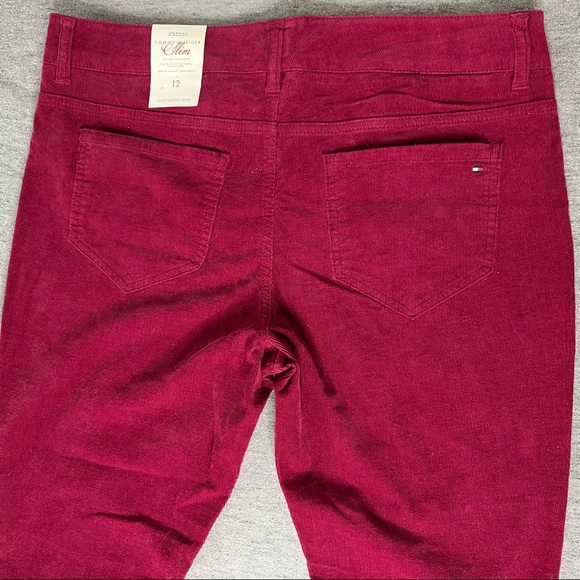 NWT Tommy Hilfiger Red Corduroy Slim Low-rise Pants / Trousers Women’s Size 12 - Picture 4 of 10